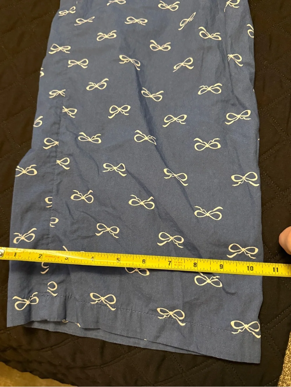 100% Cotton Navy Pajama Bottoms with White Bows Size L